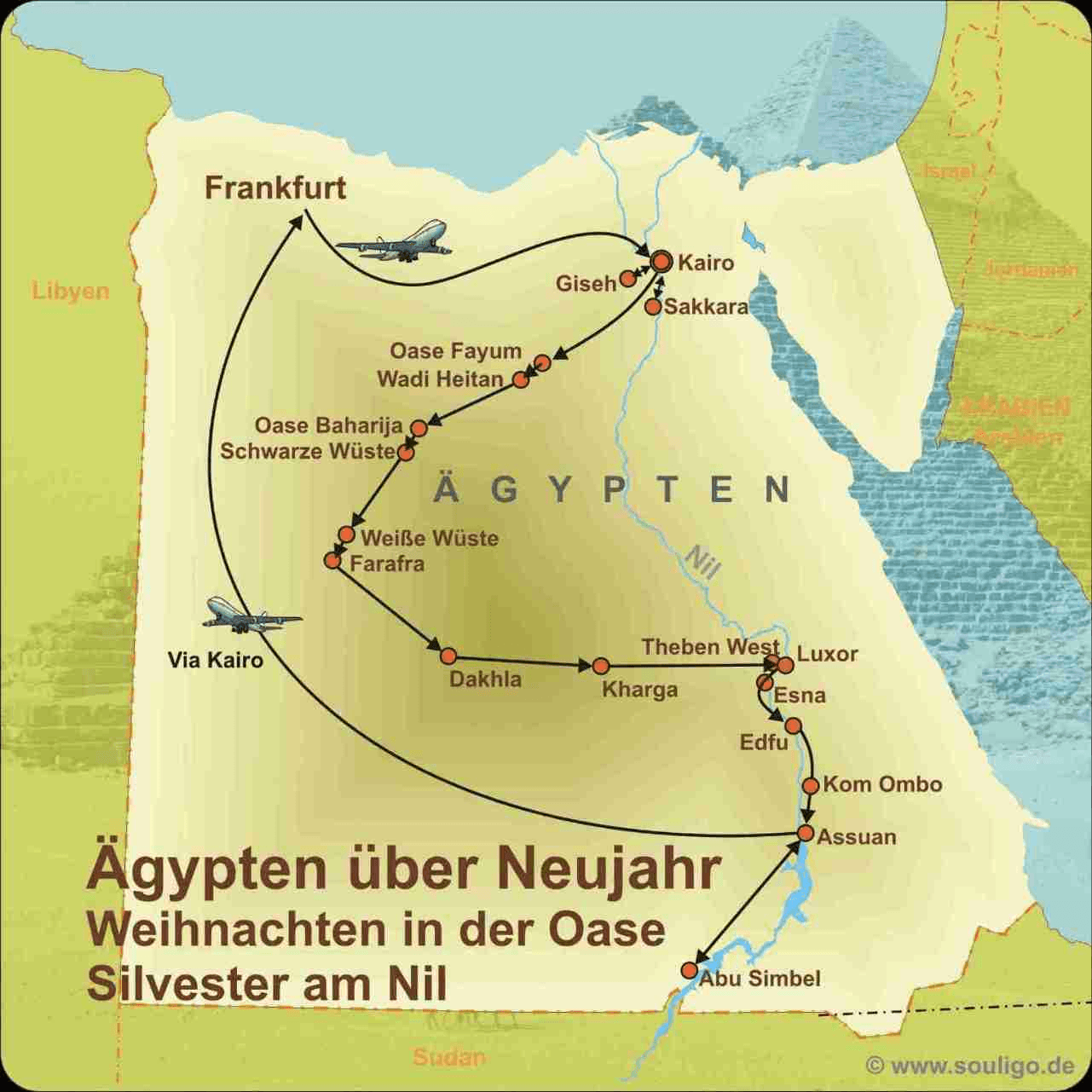 Ägypten 16-Tage Reiseroute