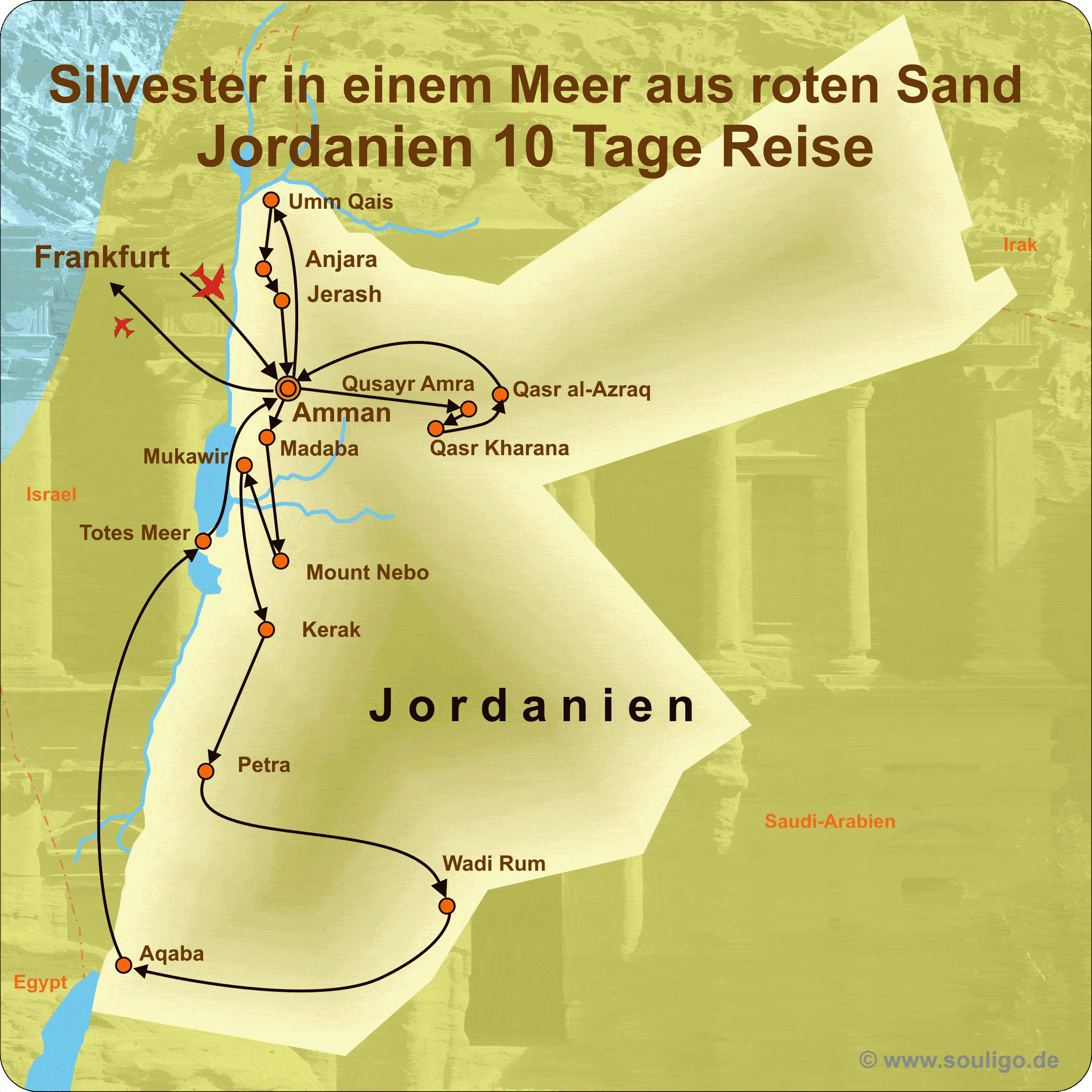 Jordanien 16-Tage Reiseroute