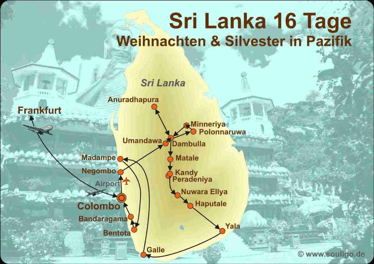 Sri Lanka 16-Tage Reiseroute