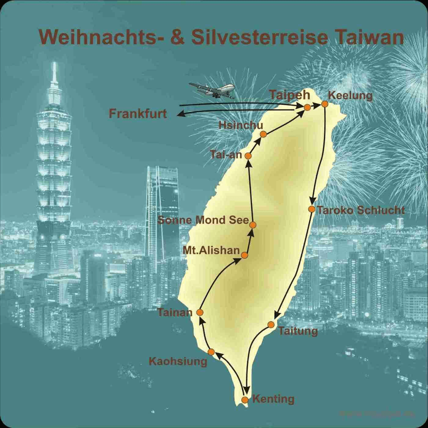 Taiwan 16-Tage Reiseroute