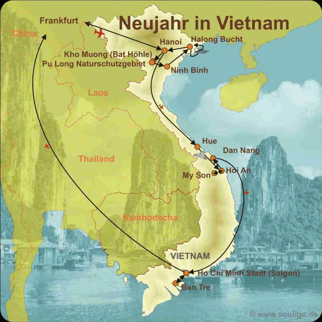 Vietnam 16-Tage Reiseroute